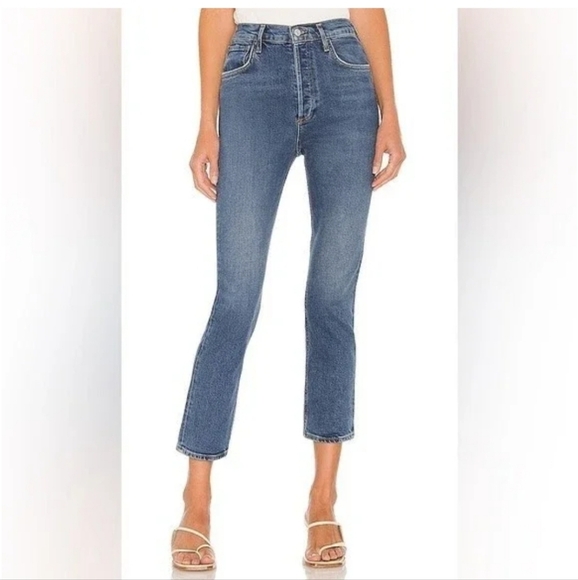 Agolde Riley High Rise Straight Crop in Transfer - Picture 2 of 10